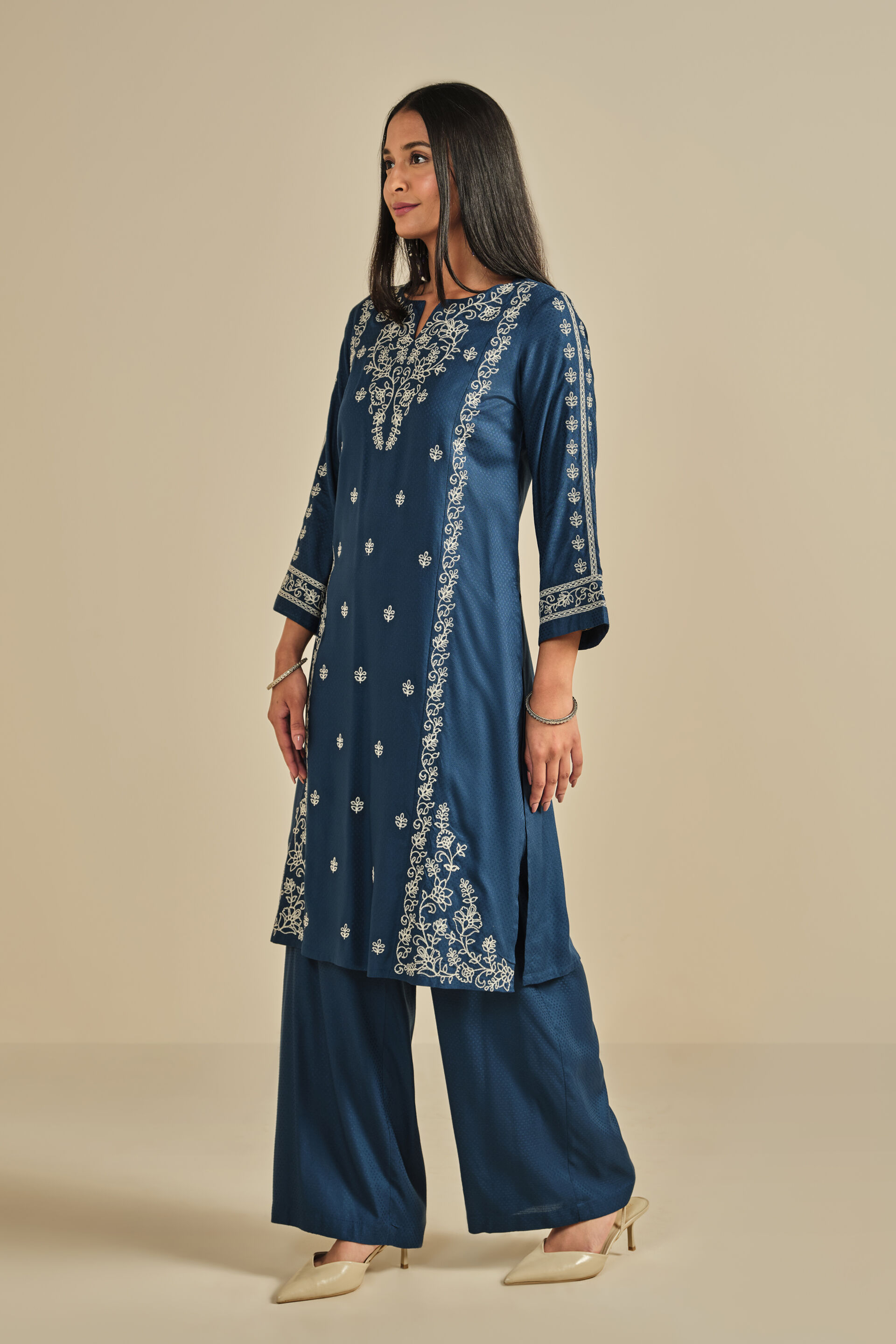 Manmohak Indigo Kurta Set, Indigo, image 2